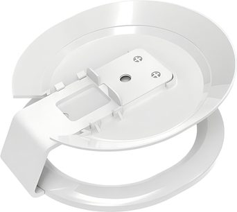 Flexson skrivebordsstativ til Sonos Era 100, hvid, rund vipbar base set ovenfra