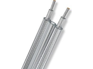 Oehlbach Crystal Silver Star 2.5mm 1022 speaker cable front view, close-up of the silver banana connectors
