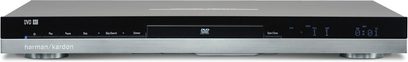 Harman Kardon 4K Blu-ray-afspiller DVD 47 sort, frontvisning, med LED-display, knapper og diskskuffe
