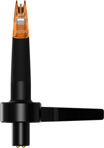 Ortofon Concorde Music bronz plak çalar DJ hücresi, siyah gövde, turuncu saydam uç, ön görünüş