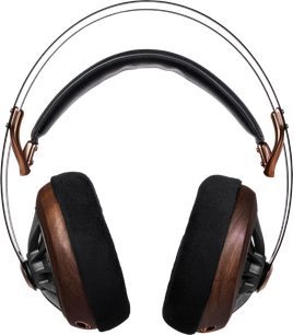 Auriculares hifi abiertos Meze Audio 109 PRO, diadema fina cobriza, auriculares de madera oscura, almohadillas anchas negras