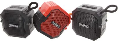 Yourban Getone 15 gri Bluetooth hoparlör, küp şeklinde, ön siyah ızgara, üst düğme, yan askı kayışı