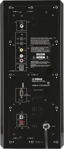 Yamaha DVX-700 hjemmebiografsystem, bagside, lyd/video-tilslutninger, ind- og udgangsstik og -porte, tænd/sluk-knap