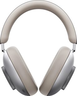 Loewe Leo Midnight Beige -hifi-kuulokkeet beigen ja hopean värisinä, etunäkymä, jossa leveä pehmustettu sanka