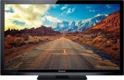 Panasonic TX-L24E3E tv-skærm, der viser et ørkenlandskab med en vej og sneklædte bjerge