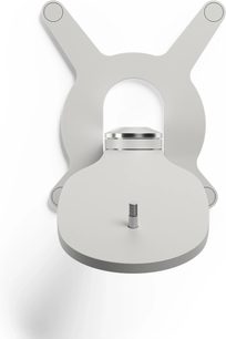 Podpora reproduktoru DEVIALET Gecko Light Pearl z kovu, oválný podstavec se závitovým čepem, stěnová deska ve tvaru Y, pohled zepředu