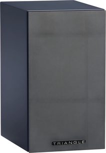 Vernetzter Lautsprecher Triangle Elara LN-01A abyssblau, Frontalansicht in Dreiviertelperspektive mit grauer Frontabdeckung