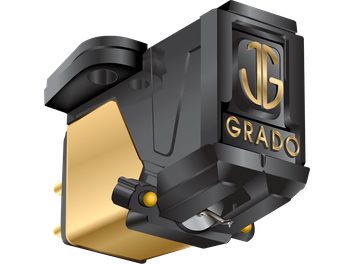 Celulă de pick-up pentru vinil Grado Gold 3, dreptunghiulară neagră, logo auriu, ac diamant, magneți aurii, design minimalist