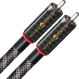 Analoge RCA-audiokabel Wireworld Platinum Eclipse 10 0,5m, cilindrische metalen connectoren, zwart-zilveren gevlochten mantel