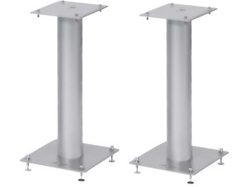 Due piedistalli per diffusori Norstone Stylum 1 argento satinato, cilindrici, base quadrata, altezza 60 cm