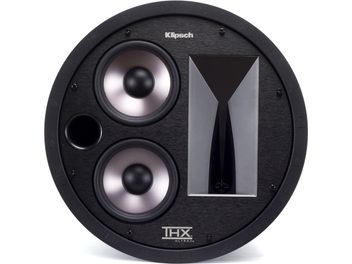 Klipsch THX-5002-L įmontuojama sieninė garso kolonėlė, juoda, pilkas kupolo aukštųjų dažnių garsiakalbis, juoda membranos žemųjų dažnių garsiakalbis, akustinis garsiakalbis