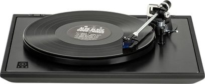 Hi-fi pladespiller Rekkord Audio M500 sort, mat sort pladetallerken, smal tonearm, Ortofon 2M Blue pickup