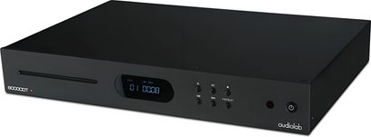 Audiolab 6000CDT zwart high-fidelity cd-speler met een voorpaneel met een digitaal scherm, een cd-lade en 6 knoppen