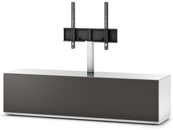 Sonorous Studio STA161T-WHT-OLV TV-szekrény, fehér és sötétszürke színben, fali konzollal laposképernyős tévéhez és üvegpolccal