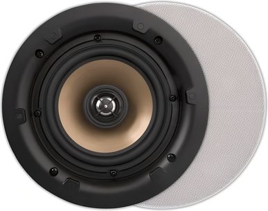 Εντοιχιζόμενο ηχείο οροφής ArtSound HPRO650 στρογγυλό μαύρο, με κώνο ηχείου σε μπρονζέ χρώμα και λευκή διάτρητη κυκλική γρίλια