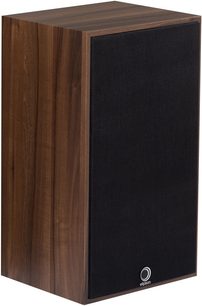 Knihovní reproduktor Elipson Heritage XLS 11 Noyer, pohled zepředu, tmavý dřevěný kryt, černý přední panel s kovovým mřížkováním