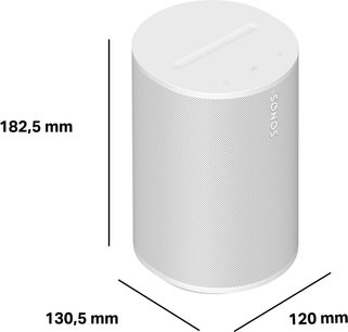 Biely valcový inteligentný reproduktor Sonos Era 100 SL s kovovou mriežkou, rozmery 182,5 × 130,5 × 120 mm