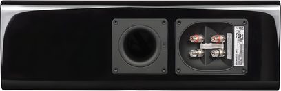 Elac Solano 2.0 CC281.2 centralhøjtaler i sort lakeret finish, bagside med cirkulær basrefleks og dobbelte skruede metalhøjttalerterminaler