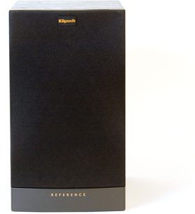 Černá regálová reprosoustava Klipsch Reference, pohled zepředu, ve svislé poloze