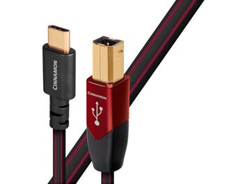 Audioquest Cinnamon USB kabel typu B na C 0,75 m, pozlacené konektory, černo-červený plášť