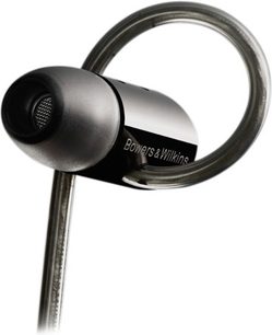 Otevřená hifi sluchátka Bowers & Wilkins C5 černá, pohled zleva, kulatá mušle s mřížkou, lesklý kovový hlavový most