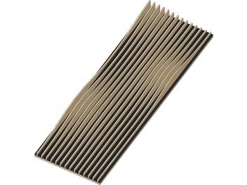 Artnovion Avalon XL Broad - V akustisk absorber med lameller i beige og sort, perspektivvisning