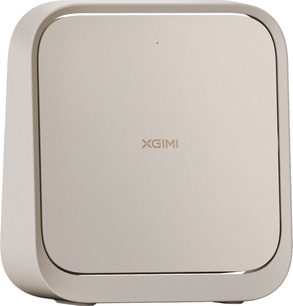 Beige XGIMI Elfin Flip Plus projector with a minimalist rounded-square design, front view