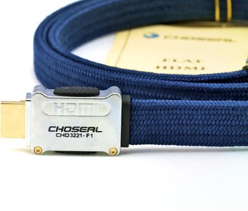 Choseal CHD3221-F1 HDMI-kabel i mørkeblå flettet udførelse med forgyldte stik, leveret i gul og blå emballage