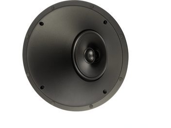 Indbygget loftshøjttaler H65-A v2, set forfra, cirkulær form, sort tekstureret overflade, central dome-diskant