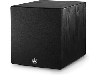 Субуфер JL Audio Dominion D110, черен ясен, кубична форма, матово черен преден панел, странични панели с тъмен дървесен финиш