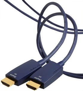 HDMI-kabler Furutech HF-A-NCF 3M, mørkeblå stik, sorte kabler, set oppefra og fra siden
