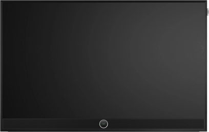 Телевізор Loewe Stellar 42 DR+ чорний, вигляд спереду, широкоформатний екран із тонкою рамкою та вбудованою саундбаром
