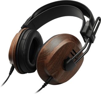 Fostex T60RP Mk2 hi-fi hovedtelefoner over-ear, brune træskåle, sort polstret hovedbøjle, aftageligt lydkabel