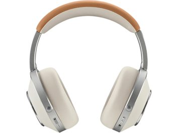 Hi-Fi-Kopfhörer T+A Solitaire T PRO in Cognac, brauner Kopfbügel, cremefarbene Ohrpolster und silberne Zierelemente, Vorderansicht