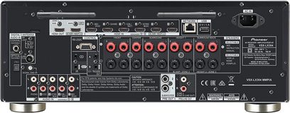 Pioneer VSX-LX304 sort hjemmebiografsforstærker, bagside, audio/video-tilslutninger, RCA-stik, HDMI, antenne, Ethernet