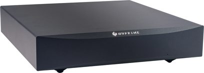 Підсилювач потужності Nuprime STA-9X чорного кольору, матовий прямокутний корпус, білий логотип, вигляд спереду зліва під кутом 3/4