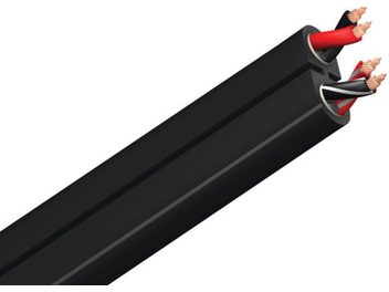 Cabo de áudio preto Audioquest Rocket 11, revestimento fosco liso, 4 condutores de cobre vermelho vivo, fundo branco