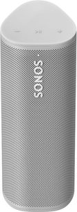 Přenosný reproduktor Sonos Roam SL bílý, válcový tvar, perforovaná kovová mřížka, vertikální logo "SONOS", pohled zepředu