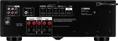 Yamaha RX300A hjemmekinoforsterker, bakside med HDMI-porter, lydinnganger og høyttalerterminaler
