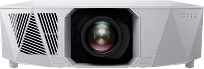 Epson EH-QL7000 witte videoprojector, vooraanzicht, centrale lens, driehoekige ventilatieroosters, knoppen aan de rechterkant