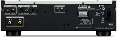 Denon DCD-2020AE sølvfarvet CD-afspiller, frontvisning, digitale og analoge lydstik, USB, fjernbetjening, display