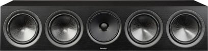 Paradigm Premier 620C v2 centerhøjttaler i sort, set forfra med central diskant og fire sølvfarvede højttalerenheder