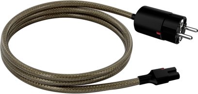 EAT Essential Audio Tools C8 2,50 m strømforsyningskabel, brunt flettet kabelbeklædning, sorte stik i hver ende