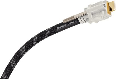 HDMI-kabel Real Cable Master SafeLock 1.4 Infinite 3m, HDMI-stik med guldbelægning, sort flettet kappe, profilvisning