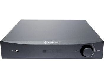 Convertisseur audio DAC Nuprime DAC-8 noir, vue de face, forme rectangulaire, affichage digital, bouton volume