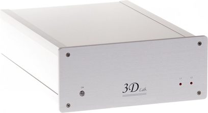 Rektangulært 3D Lab Nano netværksafspiller sonata V5 metalkabinet, frontpanel med ON-knap, to LED'er L1 L2, set oppefra