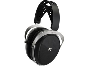 Навушники Hifiman Audivina LE, чорно-сріблясті, металева арматура, текстуровані чорні чашки, перфорований оголовок, вид з трьох чвертей