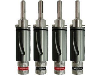 Set di 4 spine a banana NorStone BLS 500 argentate e nere con connettori a vite zigrinati