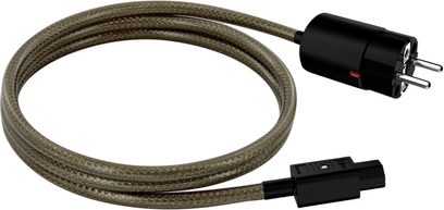 EAT Essential Audio Tools C13S 3 m strømkabel med IEC- og Schuko-stik, lysebrun flettet kappe