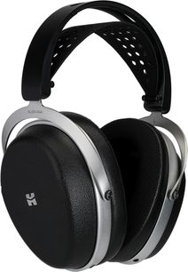 Hifiman Audivina LE lukket hovedtelefon, sort og sølv, metalramme, skaller og ørepuder i kunstlæder, trekvartsvisning